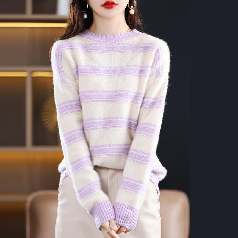 Damen Weicher Streifenpullover im Mohair‑Look mit kastenförmiger Silhouette Drune