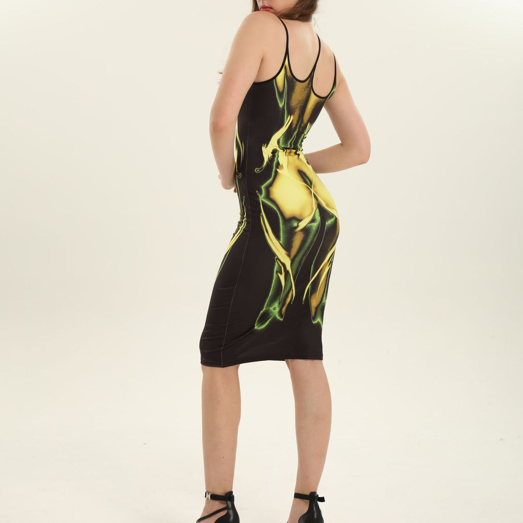 Damen Körperbetontes Kleid mit einzigartigem Grafikdesign Drune