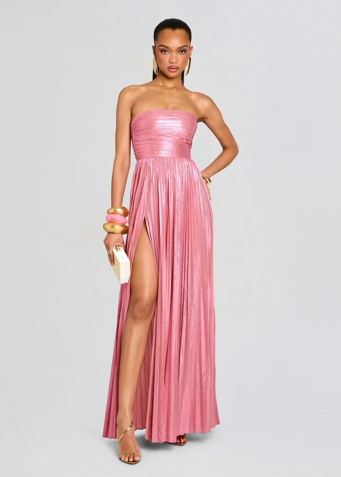 Damen Glamouröses Abendkleid mit Hochgeschlitzt und Plissee-Details Drune