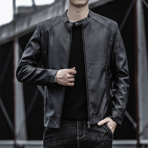 Herren Moderne Kunstlederjacke Drune