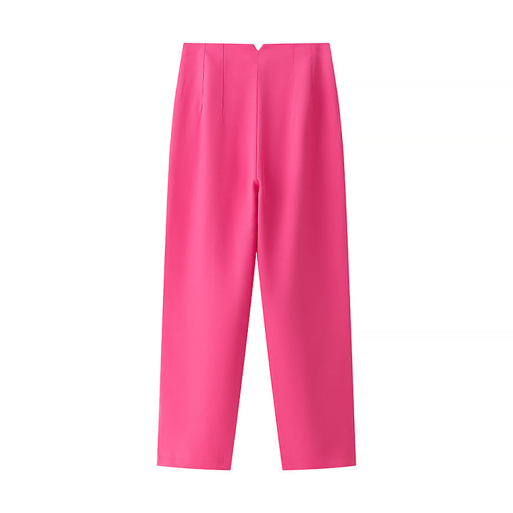 Damen elegante Hochbundhose mit feinen Falten und praktischen Taschen Drune