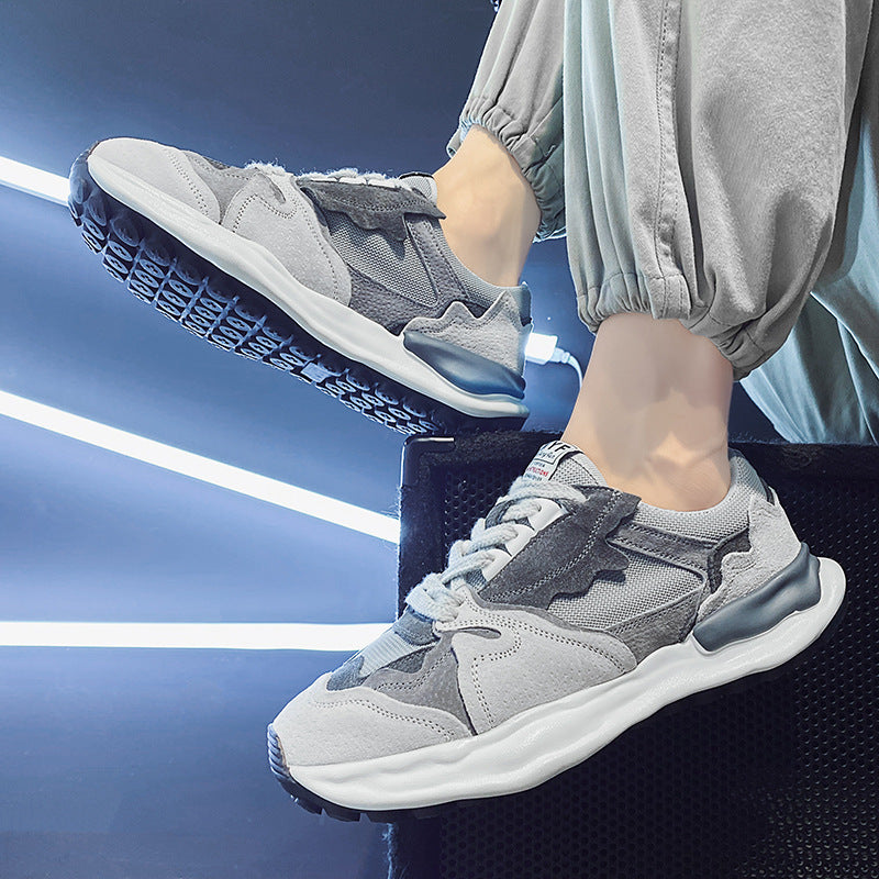 Herren retro-inspirierte Komfort-Sneaker mit Wildleder- und Mesh-Mix, gedämpfter Wellenlaufsohle und gepolstertem Knöchelkragen Drune