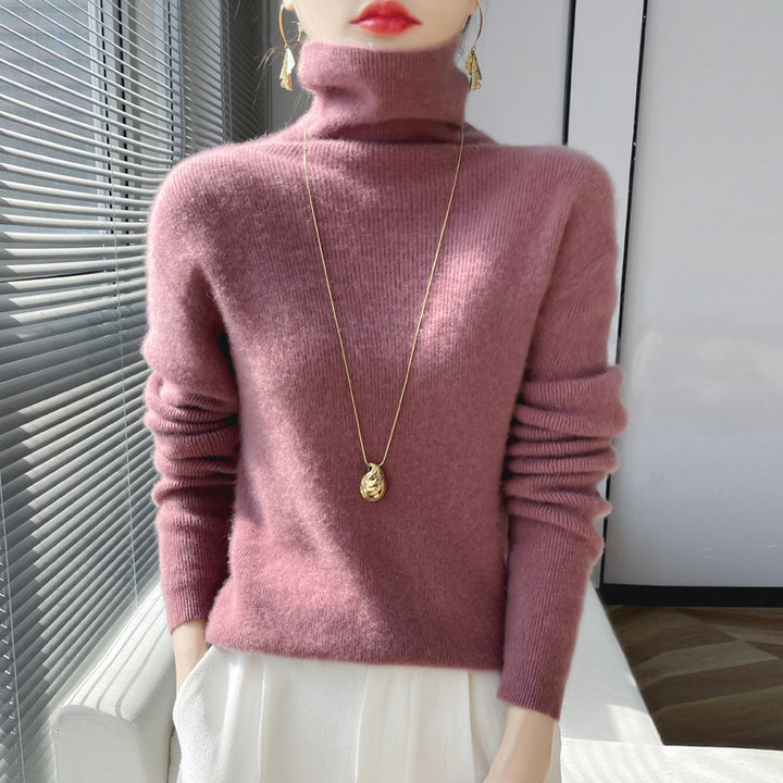 Damen Kurz geschnittener Rollkragenpullover aus weichem Kaschmir-Blend mit schmaler Silhouette Drune