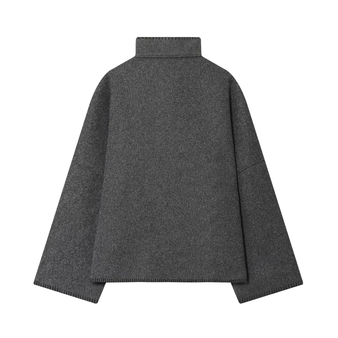 Damen nan weite Wollcape-Jacke mit hohem Stehkragen und asymmetrischer Knopfleiste Drune