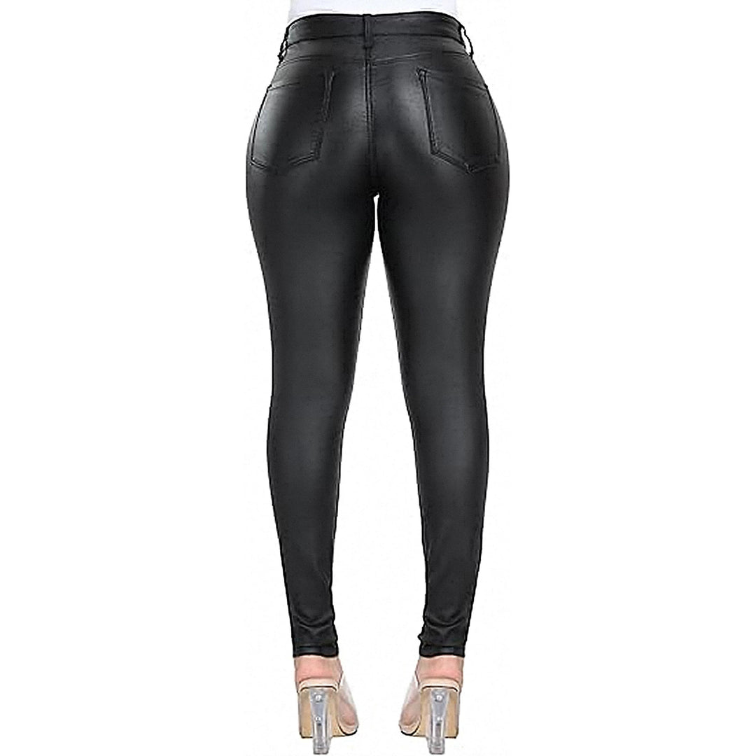 Damen Modische Kunstlederleggings Drune