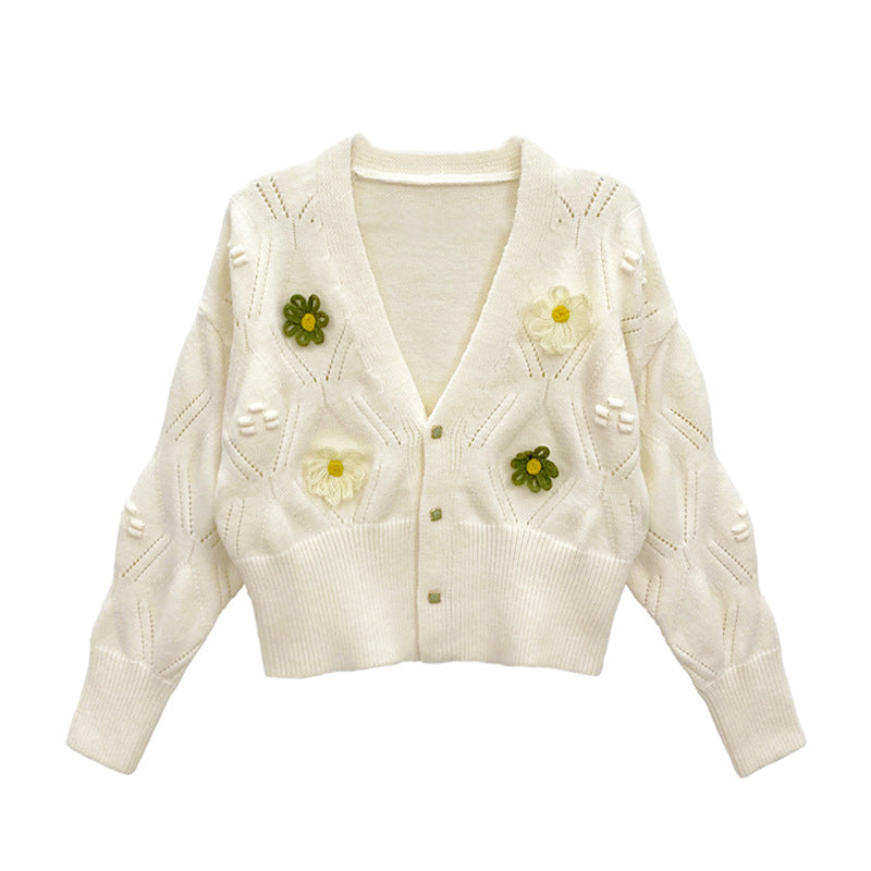 Damen Strickjacke mit floralem Design und lässigem Schnitt Drune