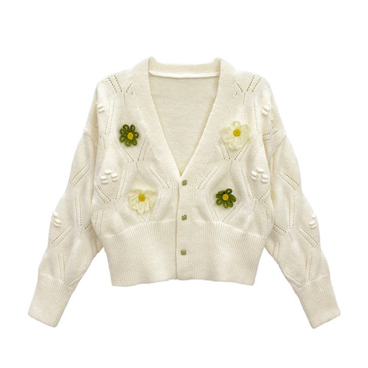 Damen Strickjacke mit floralem Design und lässigem Schnitt Drune