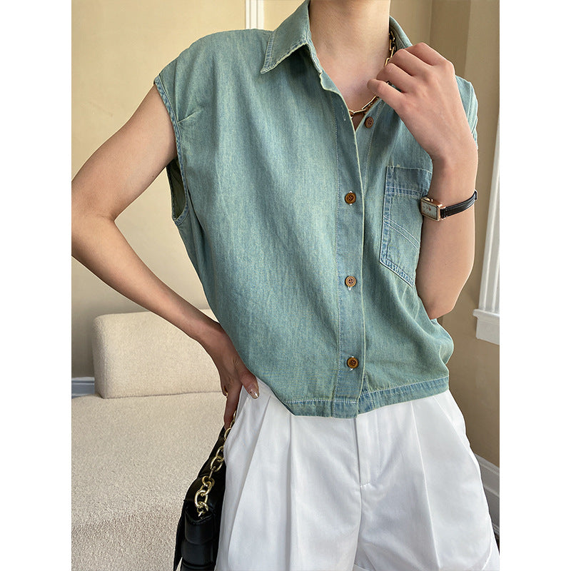 Damen Kurzarm-Bluse mit klassischem Hemdkragen und Brusttasche Drune