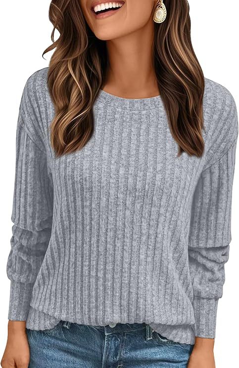 Damen Strukturiertes Rippstrick-Sweatshirt mit Chenille-Optik und lockerer Passform Drune