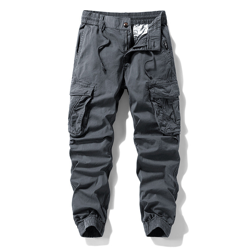 Herren Baumwoll‑Canvas Cargo‑Jogger mit elastischem Bund, Multifachtaschen und gerippten Knöchelabschlüssen Drune