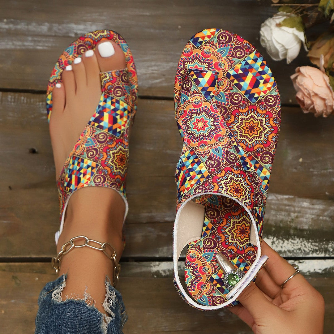 Damen bequeme Zehentrenner mit fesselndem Paisleymuster Drune
