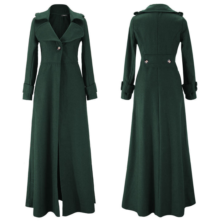 Damen Eleganter Langmantel mit klassischem Revers und modernen Akzenten Drune