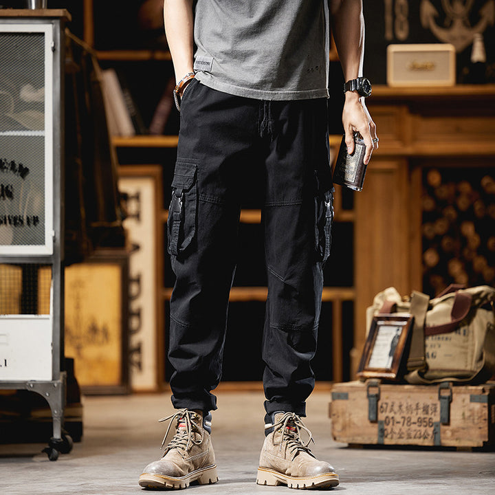 Herren Taktische Utility-Cargo-Hose mit verstärkten Kniepatches, Multifunktionstaschen und Kordelbund Drune