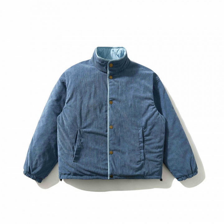 Herren Wattierte Cordjacke mit Stehkragen, Druckknopfverschluss und elastischem Saum Drune