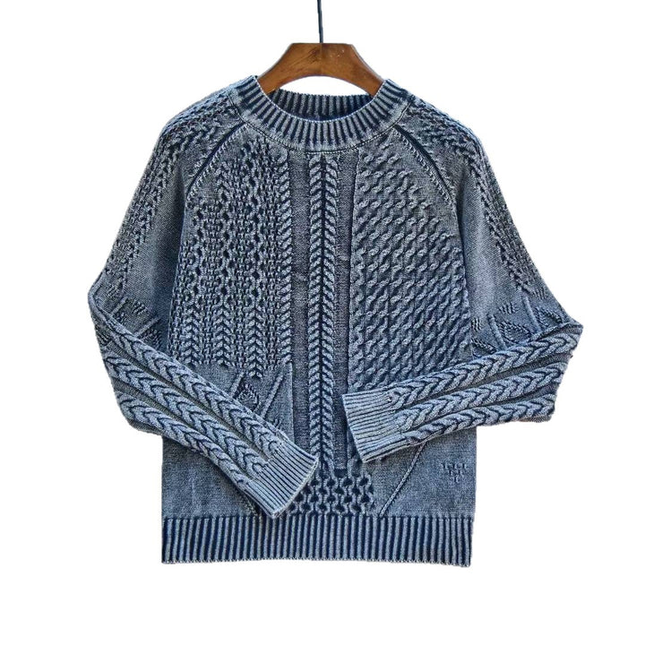 Damen gemütlicher Strickpullover mit strukturiertem Zopfmuster Drune