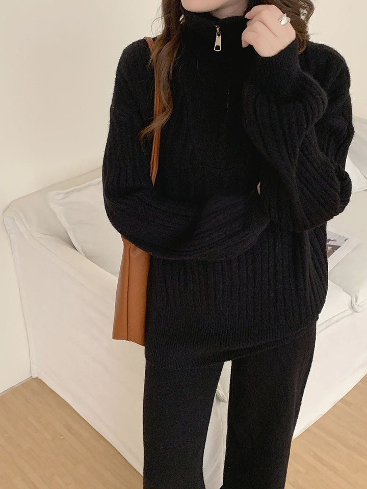 Damen Modischer Pullover mit Reißverschluss Drune