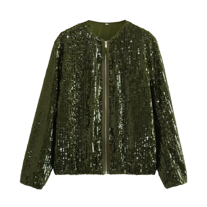 Drune | Funkelnde Pailletten-Jacke mit Reißverschluss
