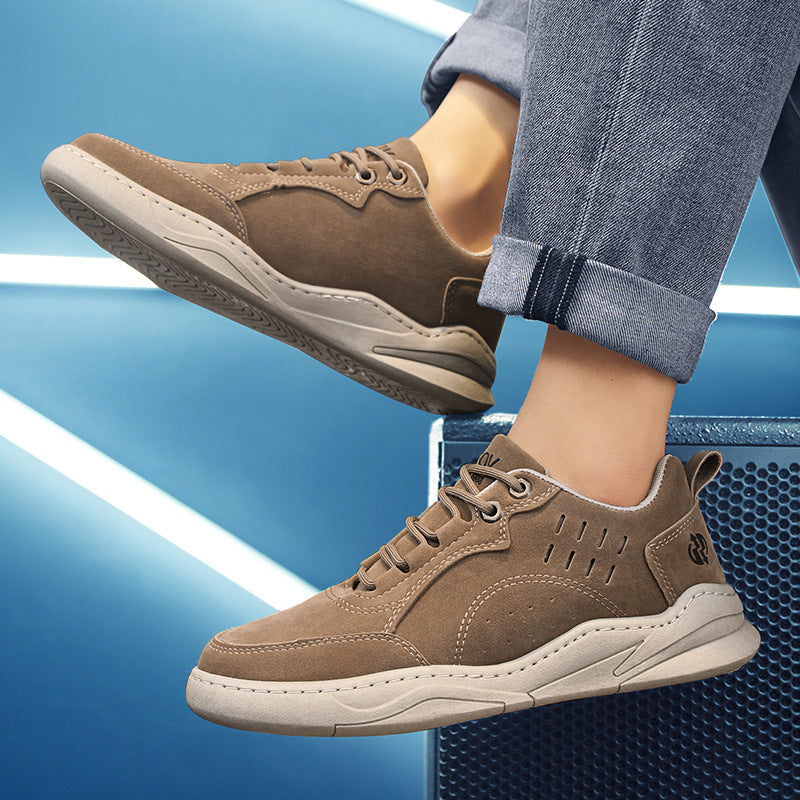 Herren urbaner Veloursleder-Optik City-Sneaker mit gelochter Seitenbelüftung und ergonomischer Plateaulaufsohle Drune