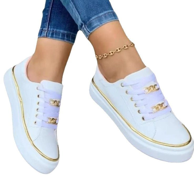 Damen trendige Sneakers mit luxuriösen goldenen Details Drune