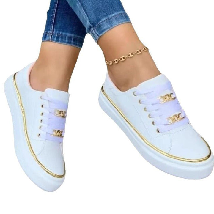 Damen trendige Sneakers mit luxuriösen goldenen Details Drune