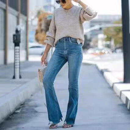 Damen zeitlose Jeans im modernen Schnitt mit cropped Bein Drune