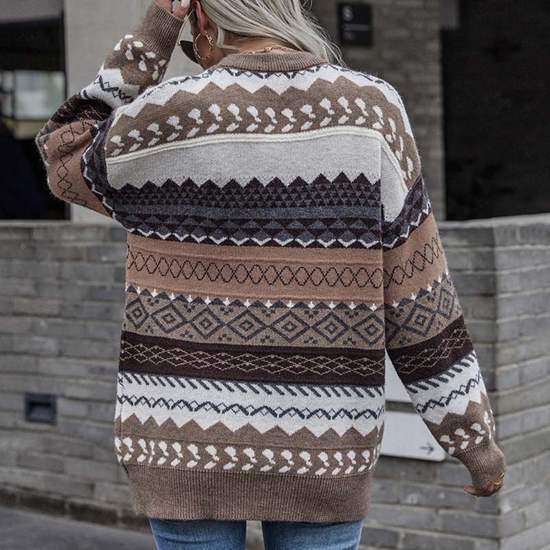 Drune | Geometrischer Strickpullover Mit Stilvollem Muster
