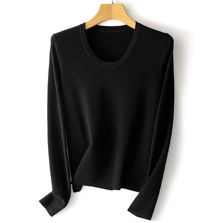 Damen Feinstrick-Langarmshirt mit Rundhalsausschnitt und leichter A-Linie Drune
