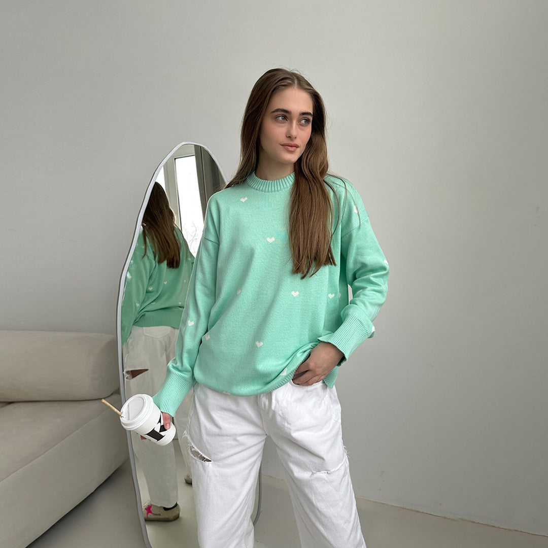 Damen Sweater mit Herzmotiv Drune