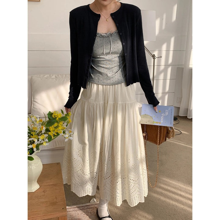 Damen elegante Strickjacke mit feinen Knopfdetails Drune