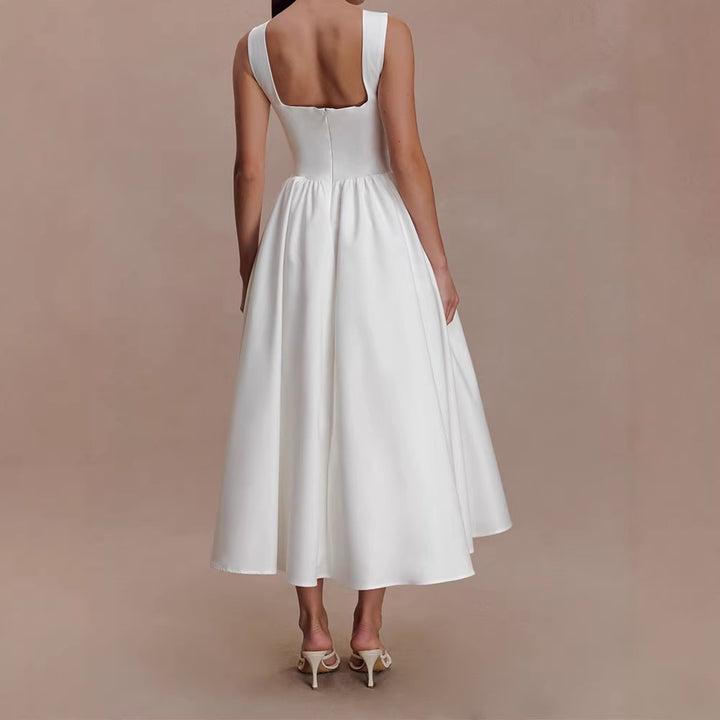 Damen Elegantes Midikleid mit femininen A-Linien-Rock Drune