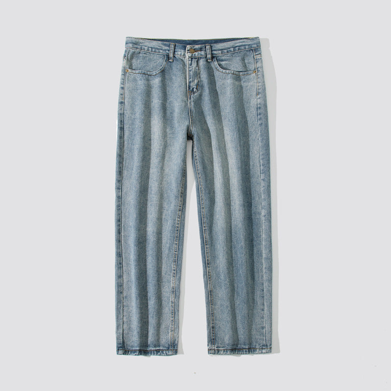 Damen Weite Straight‑Fit Jeans mit hohem Bund, umgeschlagenem Saum und leichter Vintage‑Waschung Drune