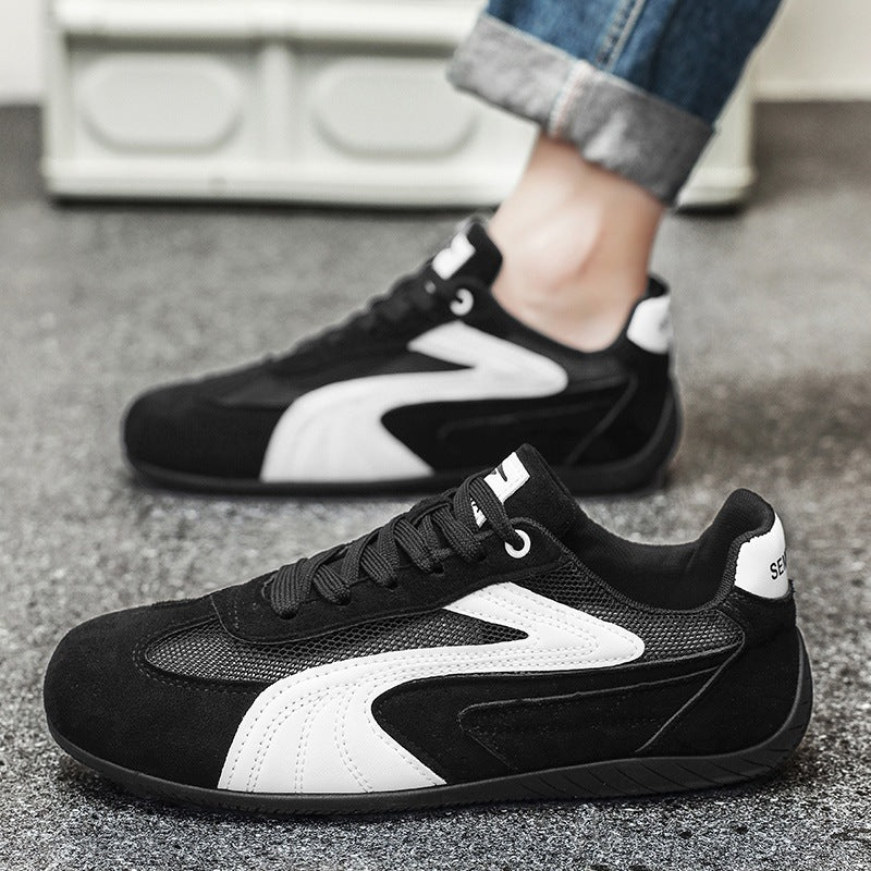 Damen retro-angehauchte Veloursleder-Sneaker mit atmungsaktivem Mesh-Einsatz und rutschfester Gummilaufsohle Drune