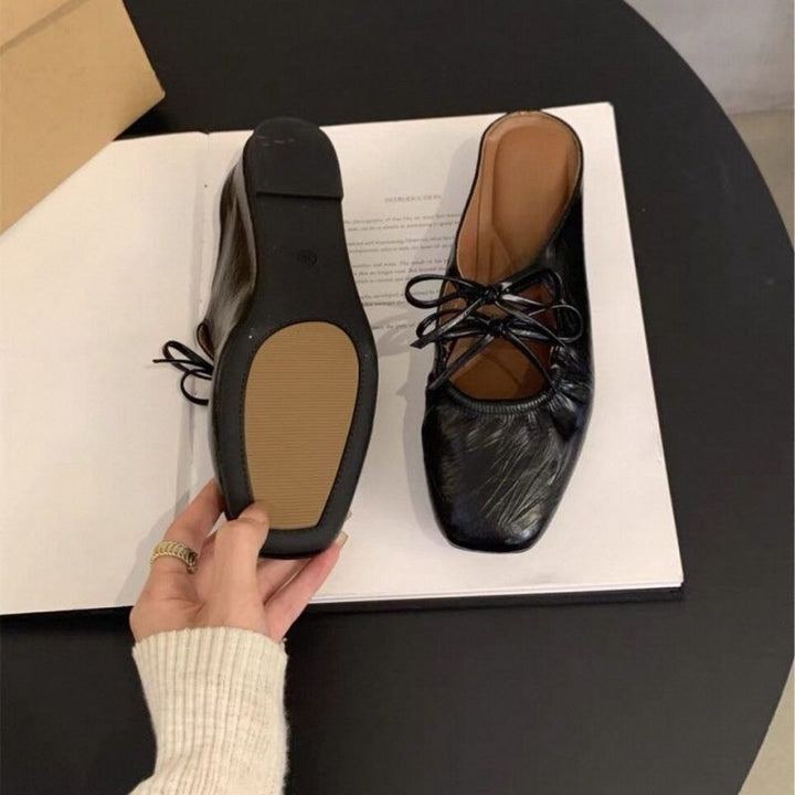 Damen Stylische Riemchen Mules mit dekorativem Schnürdetail Drune