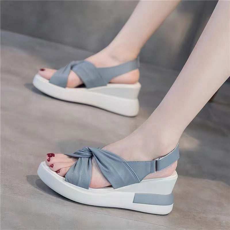 Damen Wedge-Sandalen mit modischem Knoten-Design und flexiblem Fußbett Drune