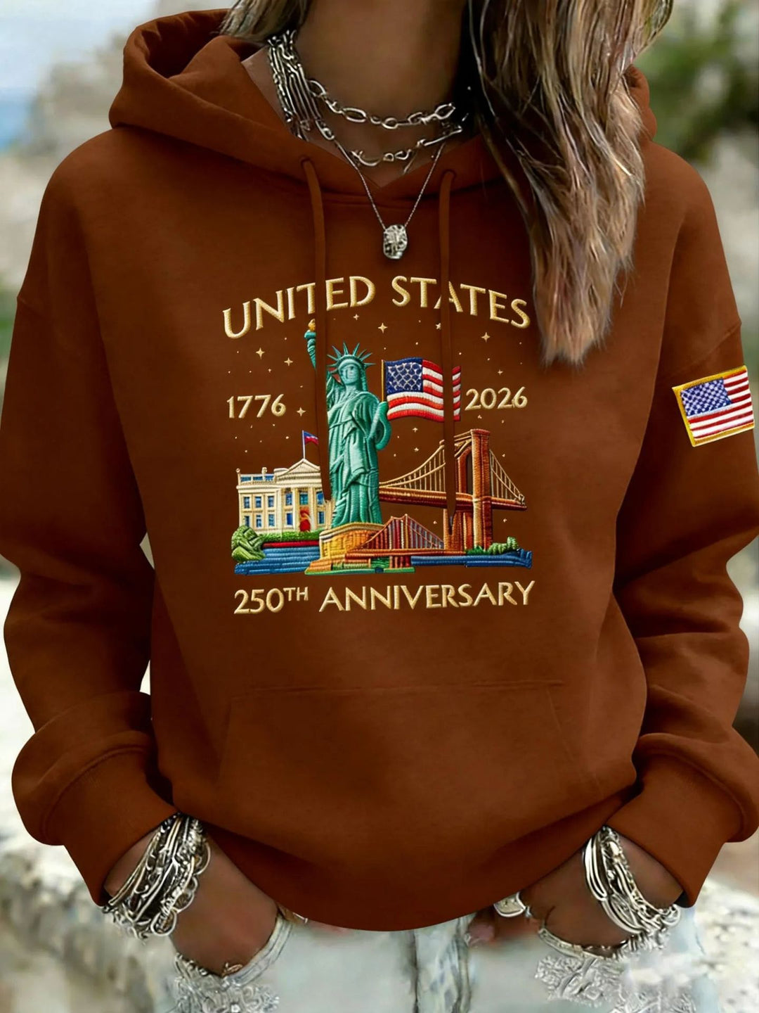 Damen Kreativer Kapuzenpullover mit einzigartigem Statuesque-Motiv Drune