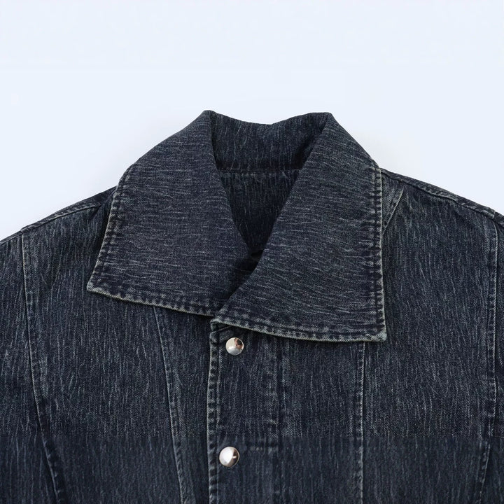 Damen Oversized-Jeansjacke mit großem Schalkragen und Used-Effekt Drune