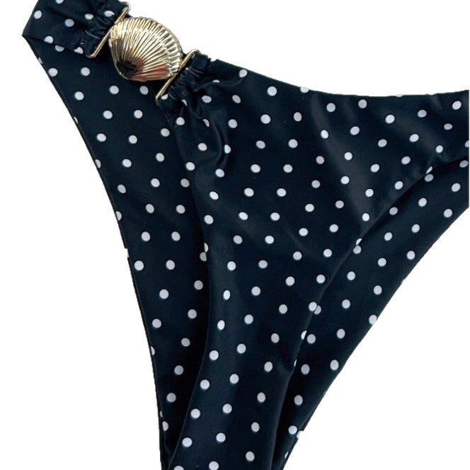 Damen Bikini mit modischen Punktmuster und goldenem Detail Drune