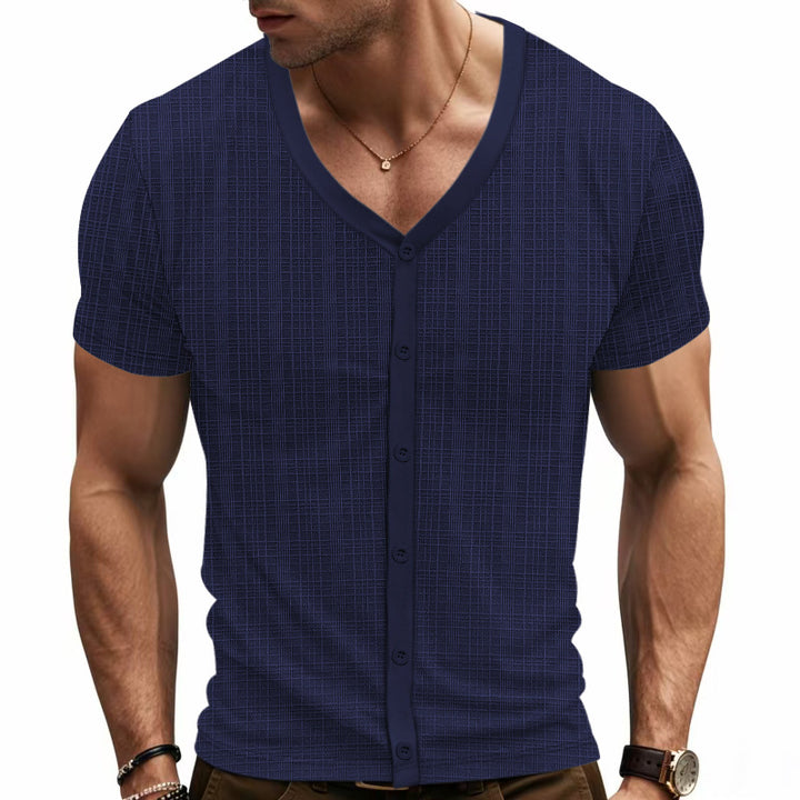 Herren kurzärmliges Cardigan Hemd Drune