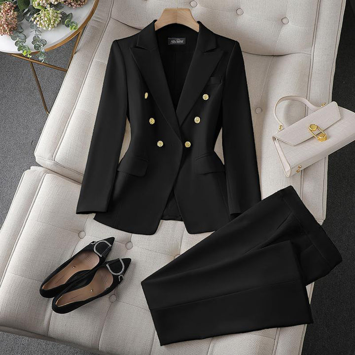 Damen Elegantes Doppelreihiges Blazer-Set Drune
