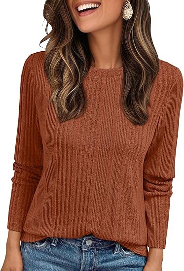 Damen Geripptes Feinstrick-Longsleeve mit Rundhalsausschnitt und legerer Passform Drune