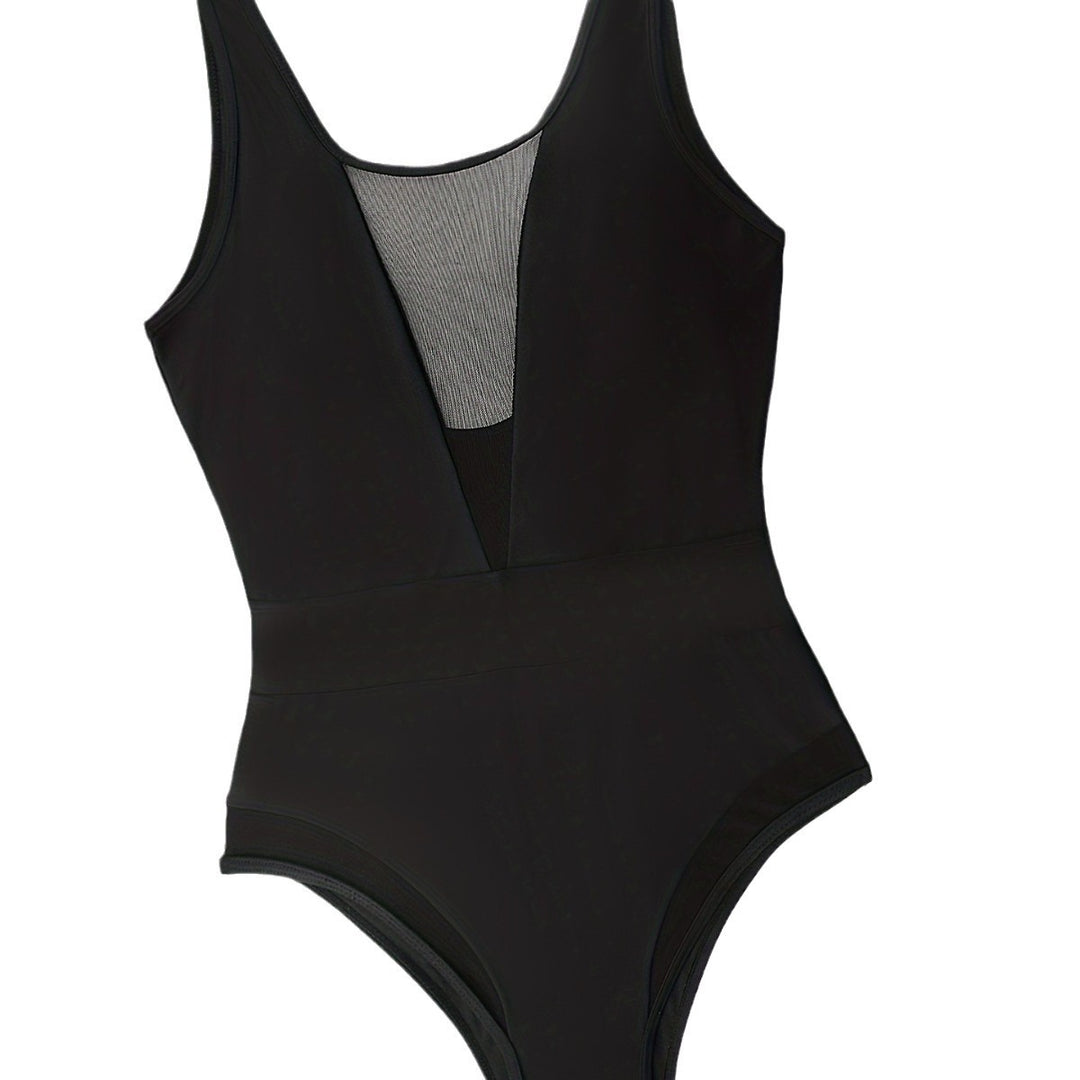 Damen Hochgeschlossener Monokini mit transparenten Mesh-Details Drune
