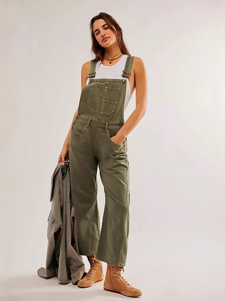 Damen Latzhose im lässigen Oversized-Stil mit praktischen Taschen und modischen Akzenten Drune