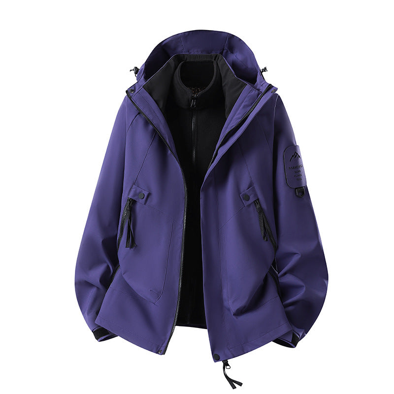 Herren Zwei-in-eins Wetterschutzjacke mit abnehmbarer Steppweste und verstellbarer Kapuze Drune