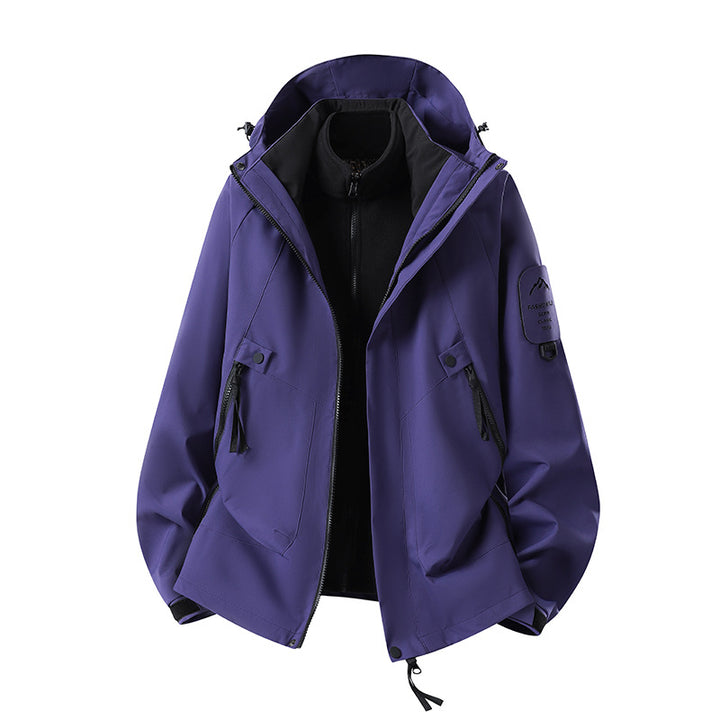 Herren Zwei-in-eins Wetterschutzjacke mit abnehmbarer Steppweste und verstellbarer Kapuze Drune