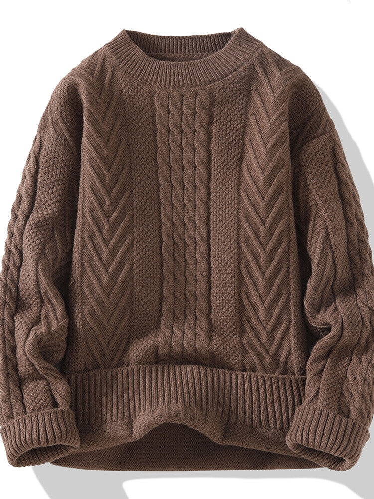 Herren Grobstrickpullover mit Zopfmuster und lässigem Schnitt Drune