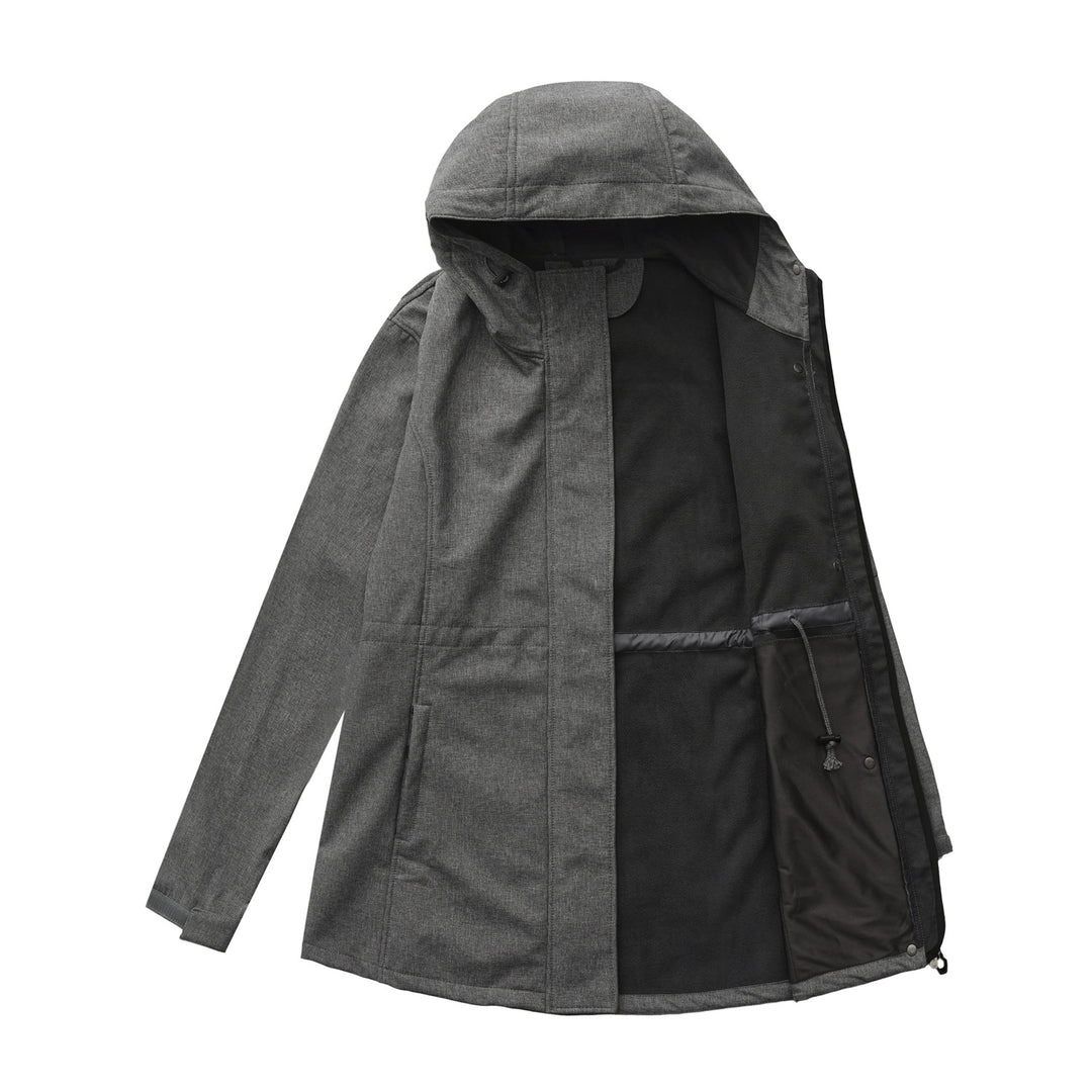 Damen nan funktionaler Softshell-Parka mit Teddyfleece-Futter, Kapuze und Taillenzug Drune