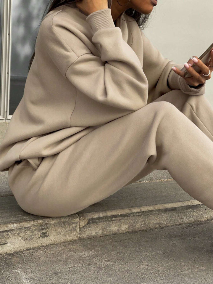 Damen nan weiches Lounge-Set mit weitem Sweatpullover und taillenhoher Jogginghose Drune