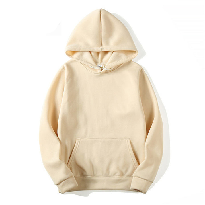 Unisex schlichter Kapuzenpullover mit Kängurutasche, gerippten Bündchen und relaxed Fit Drune