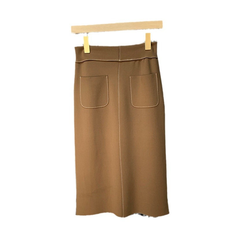 Damen Eleganter Midi-Rock mit Schlitzen Drune