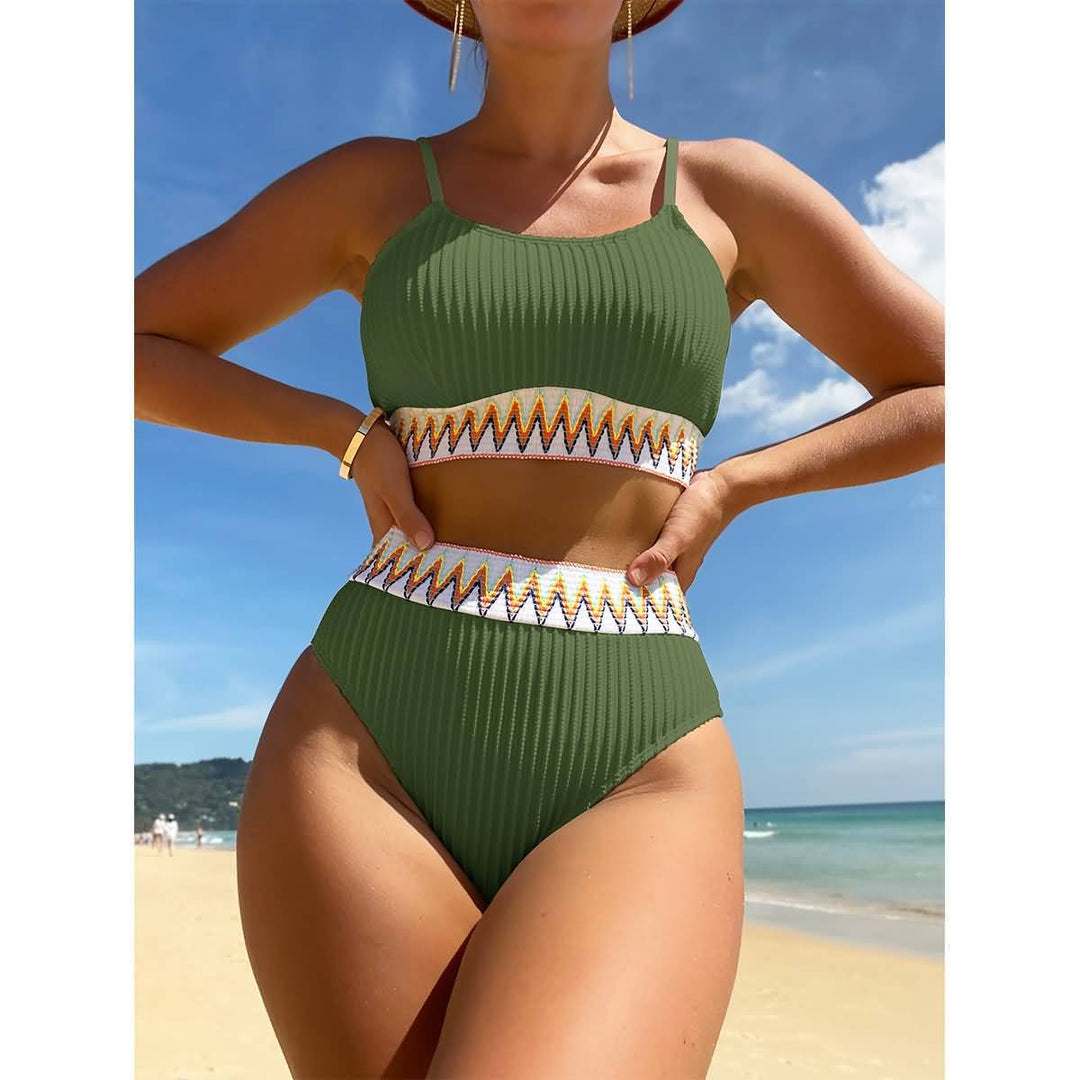 Damen Bunt gemusterter High-Waist Bikini Drune